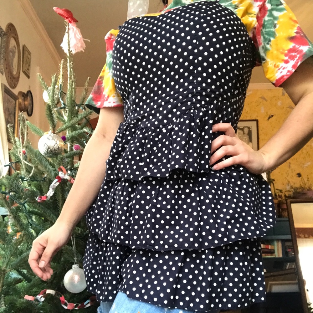 Adorable polka dot tiered dress